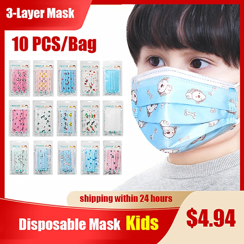 

OLOEY Kids mask disposible 3 ply face mask Filtration Dust Mouth masks for 5-12 Children