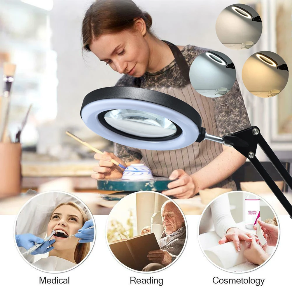 10X Illuminated Magnifier USB 3 Colors 64 LED Magnifying Glass for Soldering Iron Repair/Table Lamp/Skincare Tool with C-Clamp
10X Illuminated Magnifier USB 3 Colors 64 LED Magnifying Glass for Soldering Iron Repair/Table Lamp/Skincare Tool with C-Clamp