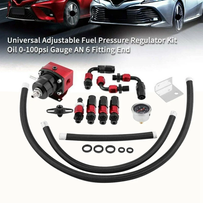 Universal Adjustable Fuel Pressure Regulator Kit with Oil Gauge 0-100 Psi-6AN Fitting End
Universal Adjustable Fuel Pressure Regulator Kit with Oil Gauge 0-100 Psi-6AN Fitting End