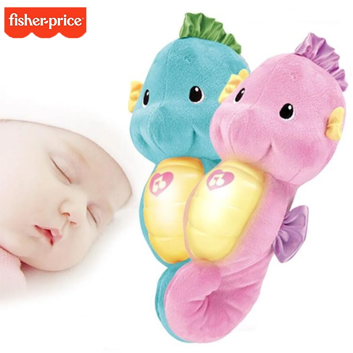 

Fisher-Price Soothe Glow Seahorse Musical on-the-Go Baby Dome Appease Toys Hippocampus Doll for Kids Gift DGH82