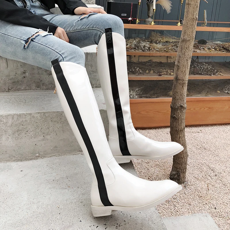 Warm Long Boots Night Club Shoes Woman 2020 Autumn Winter Cow Patent Leather Women Knee High Boots Zipper low Heels size 41 42
Warm Long Boots Night Club Shoes Woman 2020 Autumn Winter Cow Patent Leather Women Knee High Boots Zipper low Heels size 41 42