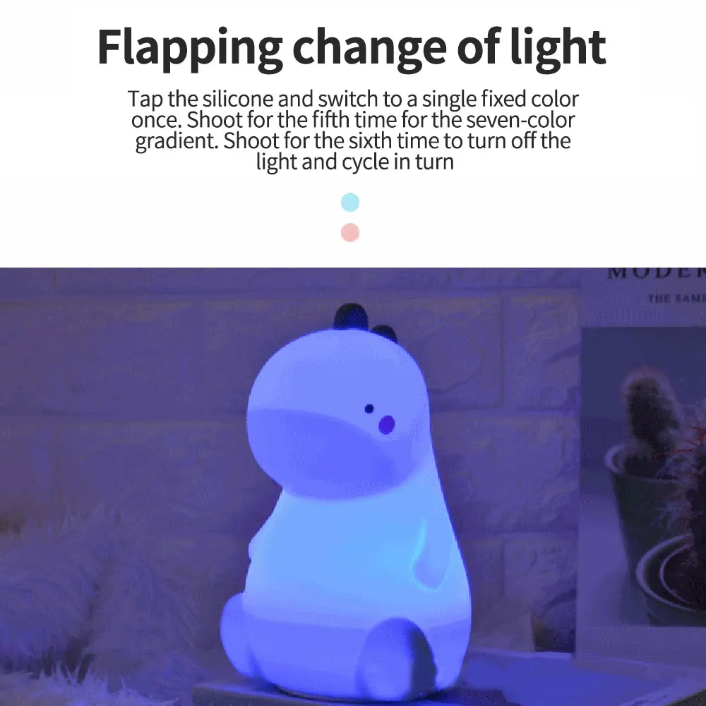 Soft Cute Night Light Cartoon Dinosaur Rechargeable LED Bedside Lamp For Home Kid Bedroom Decoration Lamp Christmas Baby Gift
Soft Cute Night Light Cartoon Dinosaur Rechargeable LED Bedside Lamp For Home Kid Bedroom Decoration Lamp Christmas Baby Gift