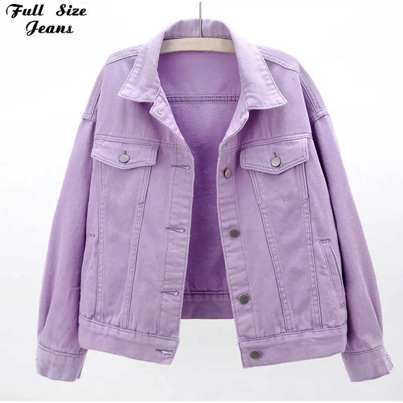 Women Plus Size Candy Color Loose Short Bomber Jeans Jackets 5XL Casual Purple Student Denim Coats feminine coat
Women Plus Size Candy Color Loose Short Bomber Jeans Jackets 5XL Casual Purple Student Denim Coats feminine coat