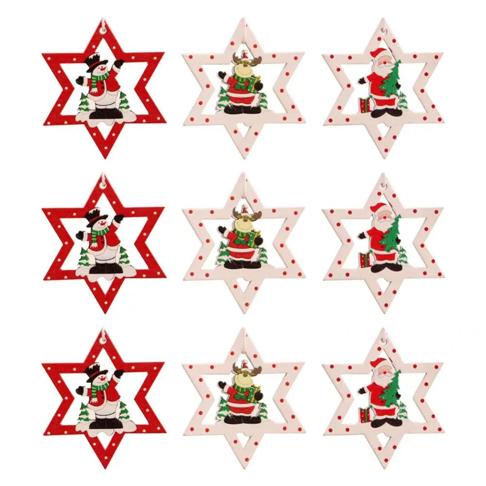 Hollow Design 9Pcs Useful DIY Craft Christmas Hanging Decor Wear Resistant Wooden Hanging Wide Application for Party 
Hollow Design 9Pcs Useful DIY Craft Christmas Hanging Decor Wear Resistant Wooden Hanging Wide Application for Party