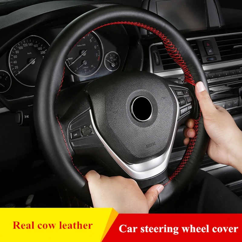 38cm Genuine Leather Car Steering Wheel Cover Anti-slip Steering Case Wheel Cover Steering-Wheel Interior Accessories
38cm Genuine Leather Car Steering Wheel Cover Anti-slip Steering Case Wheel Cover Steering-Wheel Interior Accessories