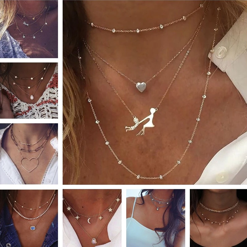 Multilayer Fish Tail Moon Stars Hamsa Hand Chain Necklaces for Women 1 Piece Vintage Bohemian Jewelry Trinket
Multilayer Fish Tail Moon Stars Hamsa Hand Chain Necklaces for Women 1 Piece Vintage Bohemian Jewelry Trinket