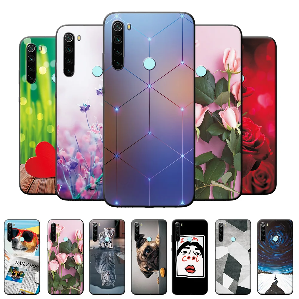 Чехол для Xiaomi Redmi Note 8T чехол 8 Pro черный из ТПУ с рисунком телефона 8A бампер|Бамперы|