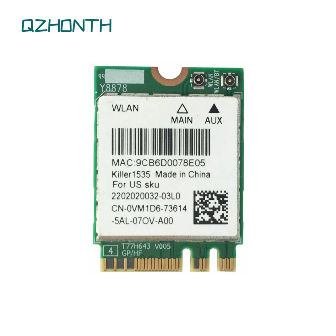 Ноутбук для Dell Alienware 15 R3 17 R4 Killer 1535 QCNFA364A Беспроводная Bluetooth 4,1 WiFi карта VM1D6
Ноутбук для Dell Alienware 15 R3 17 R4 Killer 1535 QCNFA364A Беспроводная Bluetooth 4,1 WiFi карта VM1D6
