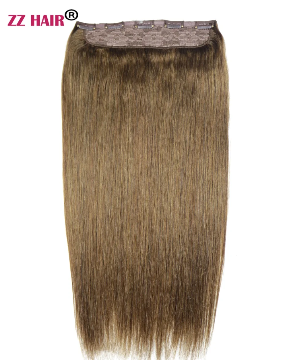

ZZHAIR 100g-200g 16"-28" Machine Made Remy Hair One Piece Set 5 Clips in 100% Human Hair Extensions 1pcs Natural Straight