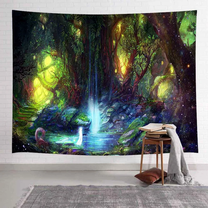 

Psychedelic Jellyfish Art Wall Hanging Tapestry Living Room Home Dormitory Decoration Mushroom Forest Tapestry Tapis Tapiz Pared
