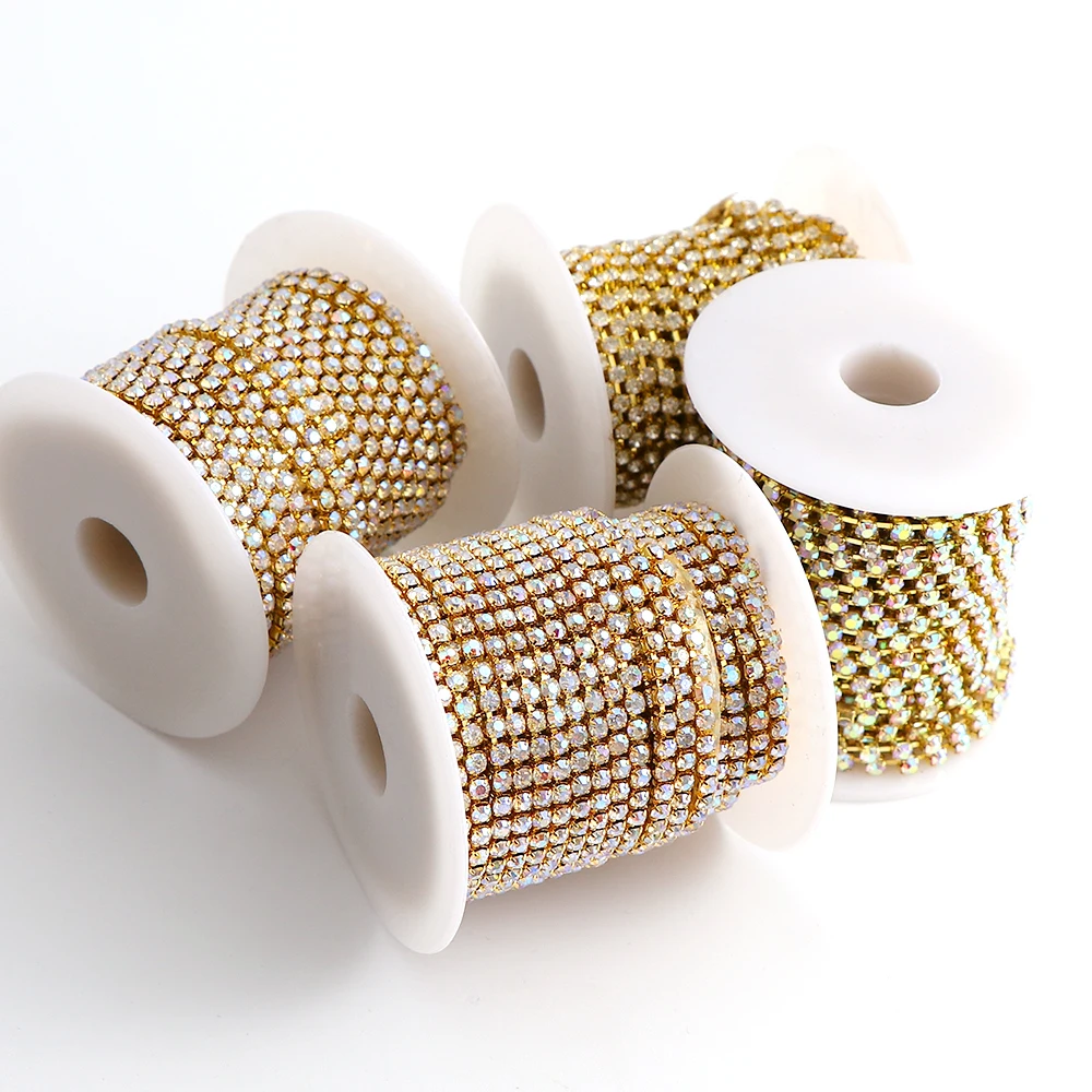 10 Yard Glitter Crystal Rhinestone Chain Gold And Silver Bottom SS6/SS8/SS10/SS12 Sew-On For Clothes DIY Garment Trim Accessory
10 Yard Glitter Crystal Rhinestone Chain Gold And Silver Bottom SS6/SS8/SS10/SS12 Sew-On For Clothes DIY Garment Trim Accessory