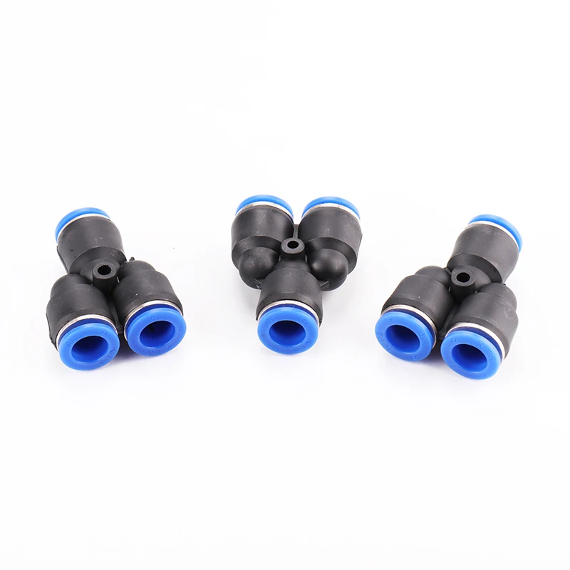 PY Series Plastic Pneumatic Parts Fittings Y Type 3 Ways Blue Air Quick Connector Element One Touch Push 
PY Series Plastic Pneumatic Parts Fittings Y Type 3 Ways Blue Air Quick Connector Element One Touch Push