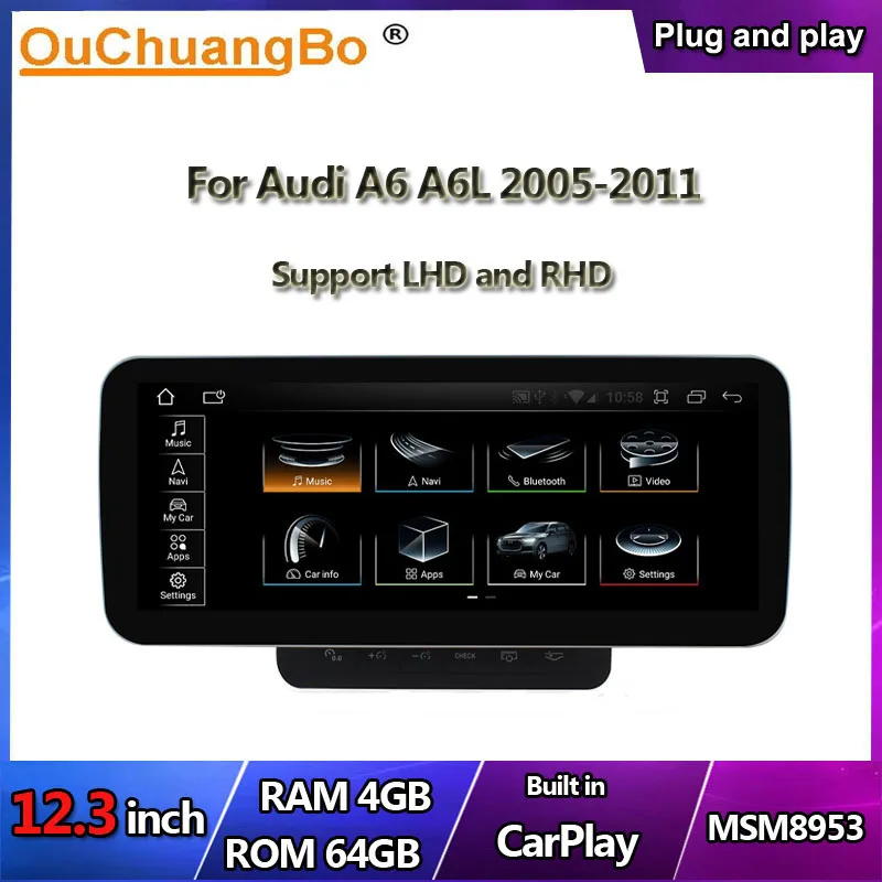 Ouchuangbo 12.3 Inch Car GPS Radio Audio stereo Navi For Audi A6 A6L 2005-2011 with 8 core android 10 4GB+64GB carplay MSM8953
Ouchuangbo 12.3 Inch Car GPS Radio Audio stereo Navi For Audi A6 A6L 2005-2011 with 8 core android 10 4GB+64GB carplay MSM8953