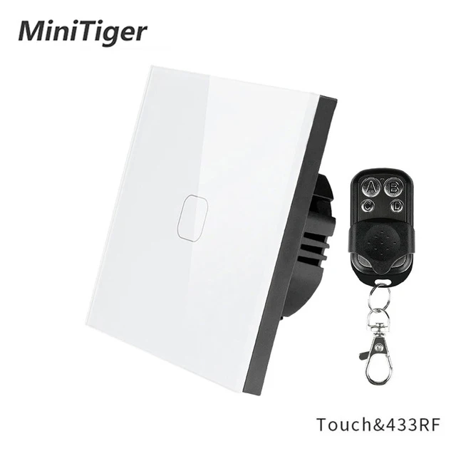 Minitiger EU/UK Standard 1 Gang 1 Way RF433 Remote Control Wall Touch Switch,Smart Home Wireless Remote Control Light Switch
Minitiger EU/UK Standard 1 Gang 1 Way RF433 Remote Control Wall Touch Switch,Smart Home Wireless Remote Control Light Switch
