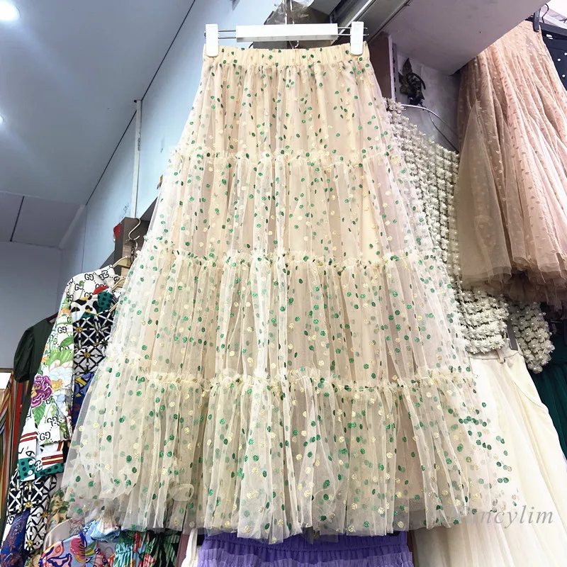 Long Mesk Skirts Women 2021 Summer New Heavy-Duty Gilding Colorful Dots Sequins Elastic High Waist Mid-Length Skirt Femme
Long Mesk Skirts Women 2021 Summer New Heavy-Duty Gilding Colorful Dots Sequins Elastic High Waist Mid-Length Skirt Femme