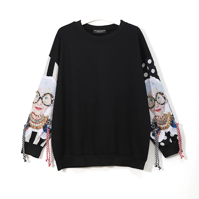 Black Long Sleeve Sweatshirts Women Patchwork Print Tassel Pullover Harajuku Hoodie Pullover Women Clothes New 2021
Black Long Sleeve Sweatshirts Women Patchwork Print Tassel Pullover Harajuku Hoodie Pullover Women Clothes New 2021