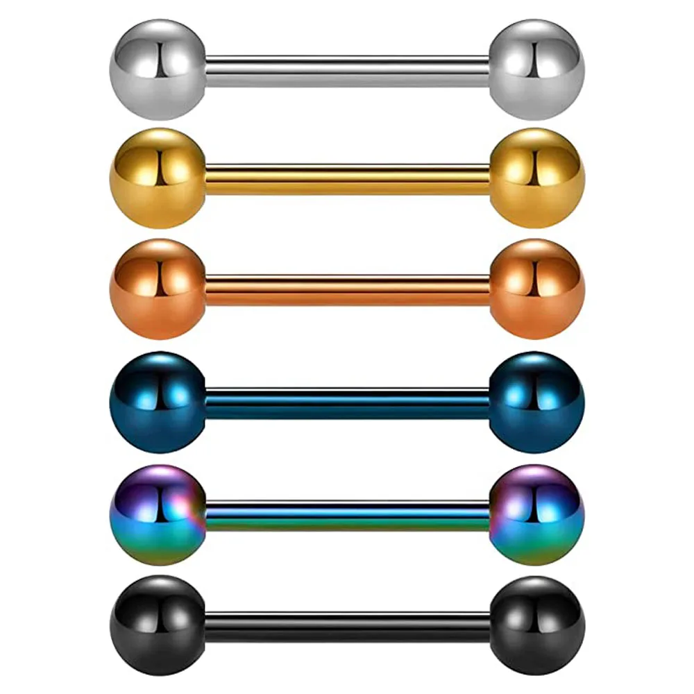 6PCS Titanium Tongue Rings Colorful Tongue Barbell Tongue Body Piercing Jewelry 12mm 14mm 16mm 18mm
6PCS Titanium Tongue Rings Colorful Tongue Barbell Tongue Body Piercing Jewelry 12mm 14mm 16mm 18mm