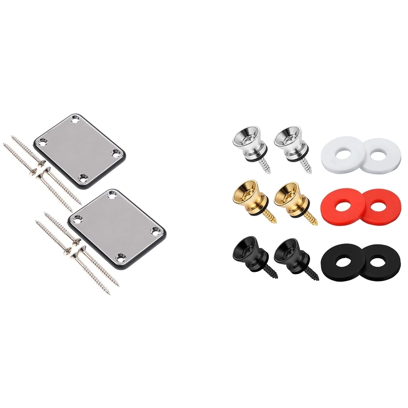 2X Guitar Metal Neck Plates With Plastic Mat & 3Pair Guitar Strap Buttons End Pins And 3 Pair Rubber Guitar Strap Blocks
2X Guitar Metal Neck Plates With Plastic Mat & 3Pair Guitar Strap Buttons End Pins And 3 Pair Rubber Guitar Strap Blocks