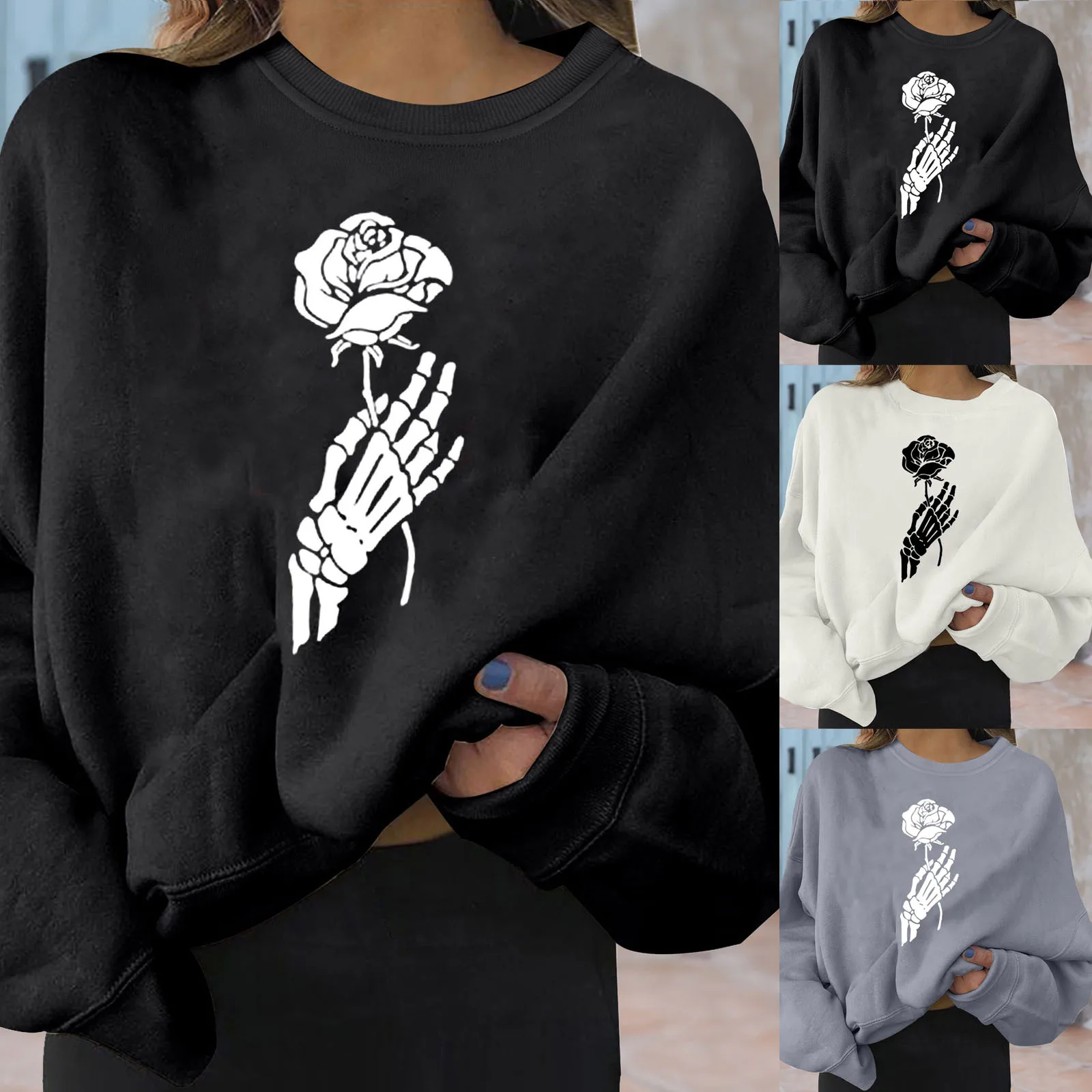 Winter Women Skeleton Sweatshirt Long Sleeve Pullover Top Crew Neck Sweatshirts Funny Print Woman Halloween Costume Hoody
Winter Women Skeleton Sweatshirt Long Sleeve Pullover Top Crew Neck Sweatshirts Funny Print Woman Halloween Costume Hoody