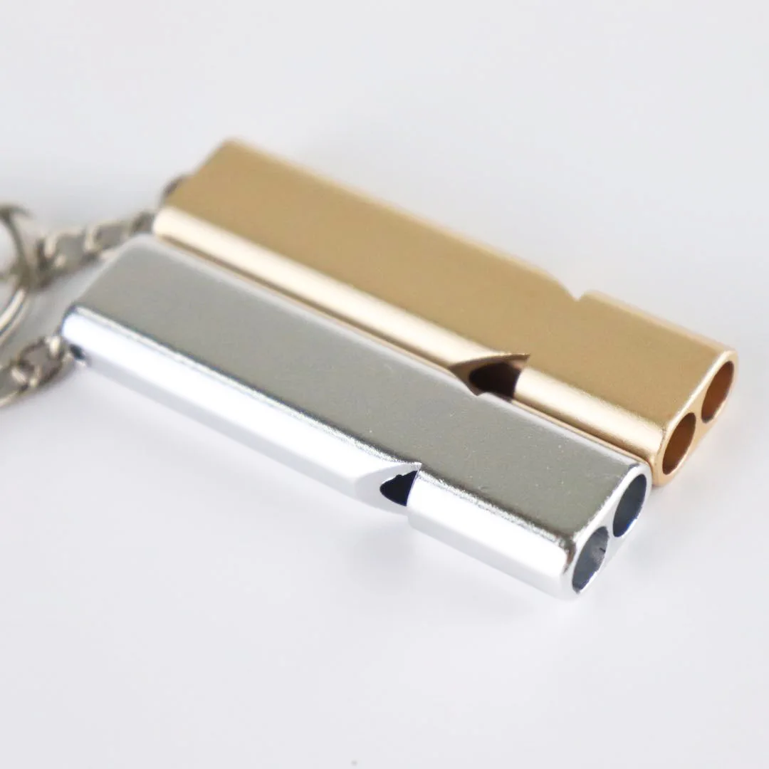 Outdoor double tube survival and life-saving whistle is equipped with aluminum alloy double frequency survival whistle
Outdoor double tube survival and life-saving whistle is equipped with aluminum alloy double frequency survival whistle