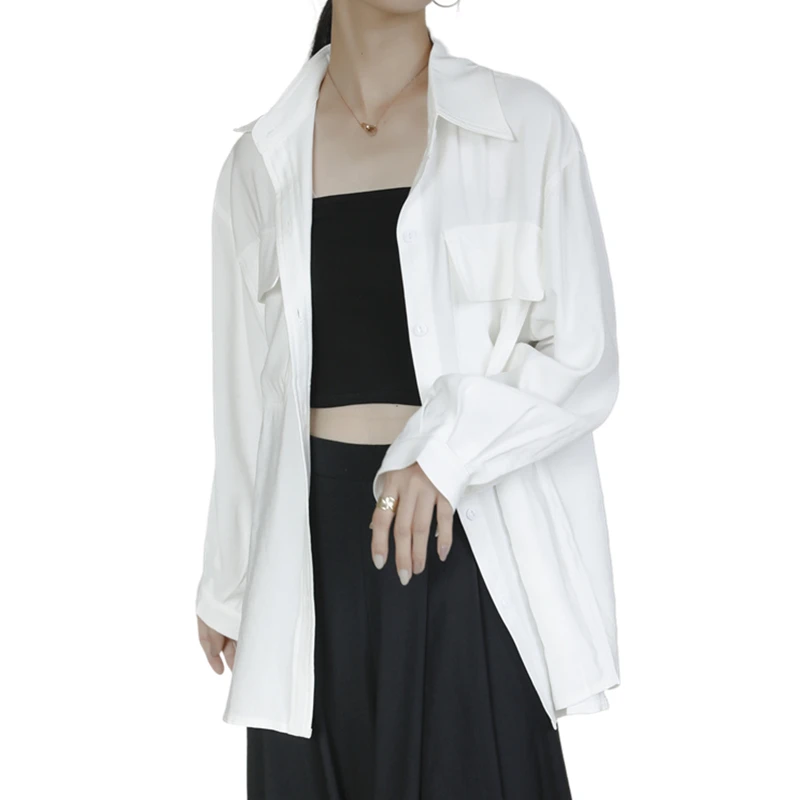 2020 Autumn New Korean Shirt Coats Chic Lapel Solid Color Women Outwear High Quality Women Fashion Comfortable Loose Clothing
2020 Autumn New Korean Shirt Coats Chic Lapel Solid Color Women Outwear High Quality Women Fashion Comfortable Loose Clothing