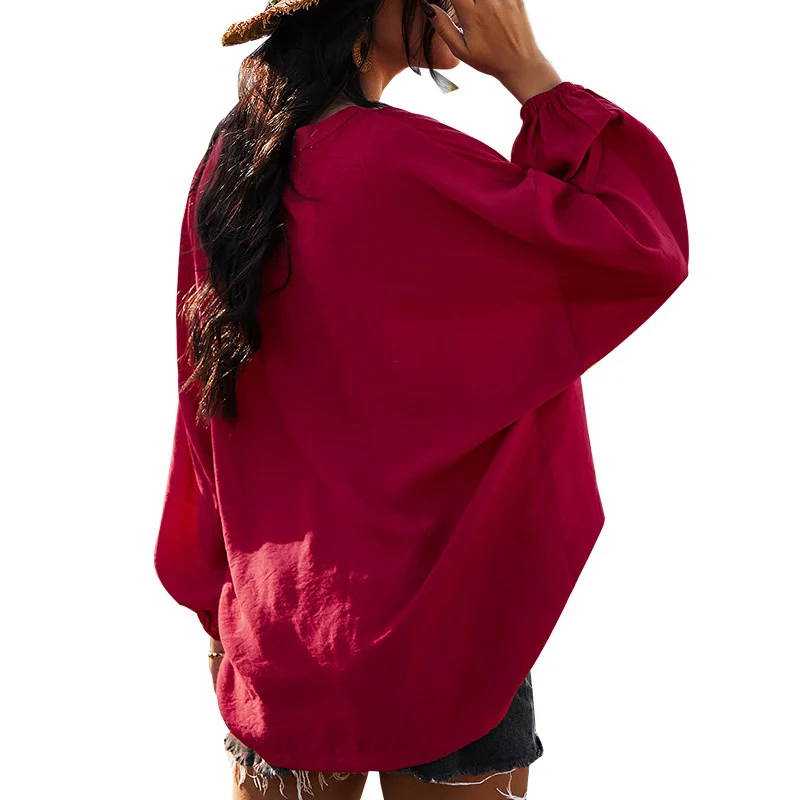 O Neck Loose Leisure Blouses Shirt Women White Spring Summer Lantern Sleeve Solid Color Button Tops
O Neck Loose Leisure Blouses Shirt Women White Spring Summer Lantern Sleeve Solid Color Button Tops