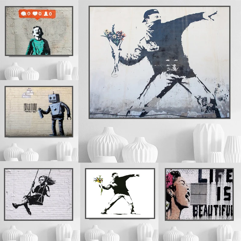 Banksy Street Graffiti Art Canvas Painting Poster and Print Nordic Style Wall Art Pictures for Living Room Home Decor
Banksy Street Graffiti Art Canvas Painting Poster and Print Nordic Style Wall Art Pictures for Living Room Home Decor