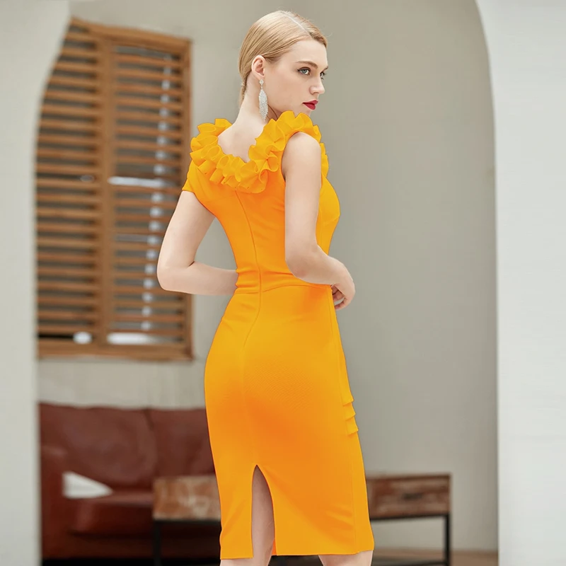 Sesidy 2021 New Summer Women Ruffles Club Bodycon Bandage Yellow Dress Sexy Sleeveless Celebrity Runway Party Dresses Vestidos
Sesidy 2021 New Summer Women Ruffles Club Bodycon Bandage Yellow Dress Sexy Sleeveless Celebrity Runway Party Dresses Vestidos
