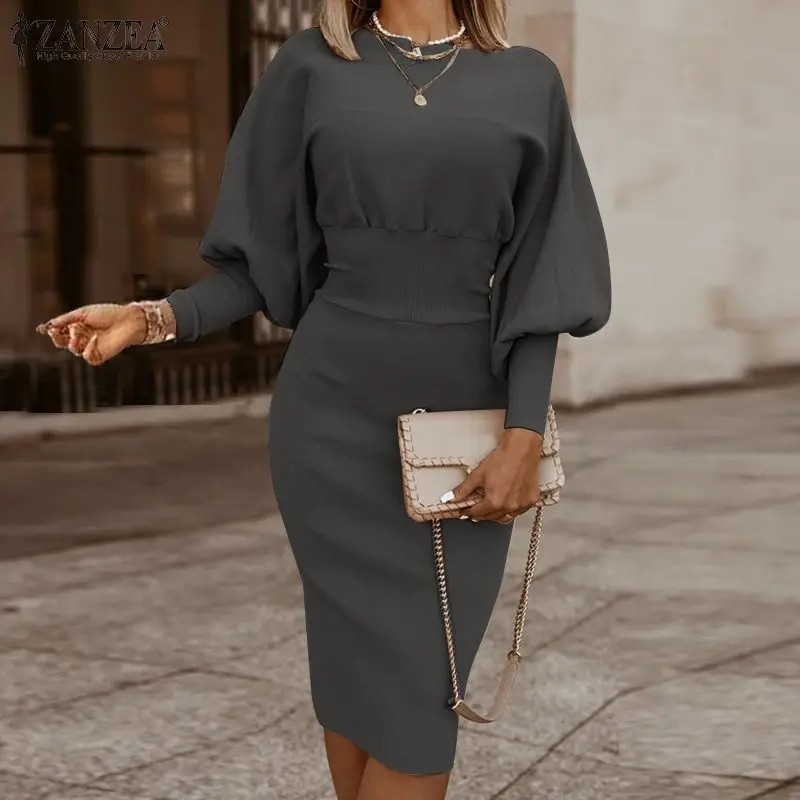 ZANZEA Stylish Women Bodycorn Dress Autumn Elegant Long Lantren Sleeve Slim Fit OL Sundress Femme Robe Solid Party Midi Vestidos
ZANZEA Stylish Women Bodycorn Dress Autumn Elegant Long Lantren Sleeve Slim Fit OL Sundress Femme Robe Solid Party Midi Vestidos