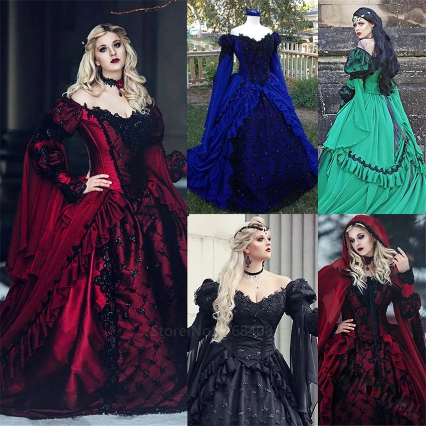 Medieval Renaissance Court Gothic Cosplay Costumes for Women Retro Lace Wizard Dress Victorian Renaissance Drama Stage Clothing
Medieval Renaissance Court Gothic Cosplay Costumes for Women Retro Lace Wizard Dress Victorian Renaissance Drama Stage Clothing