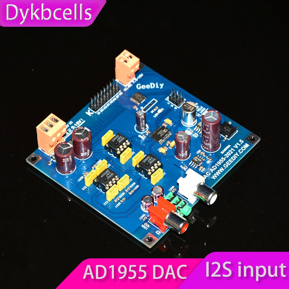 

Dykbcells 2021 Version AD1955 DAC decoder I2S input 24bit 192K I2S LJ RJ for Audio digital-to-analog conversion DAC decoding