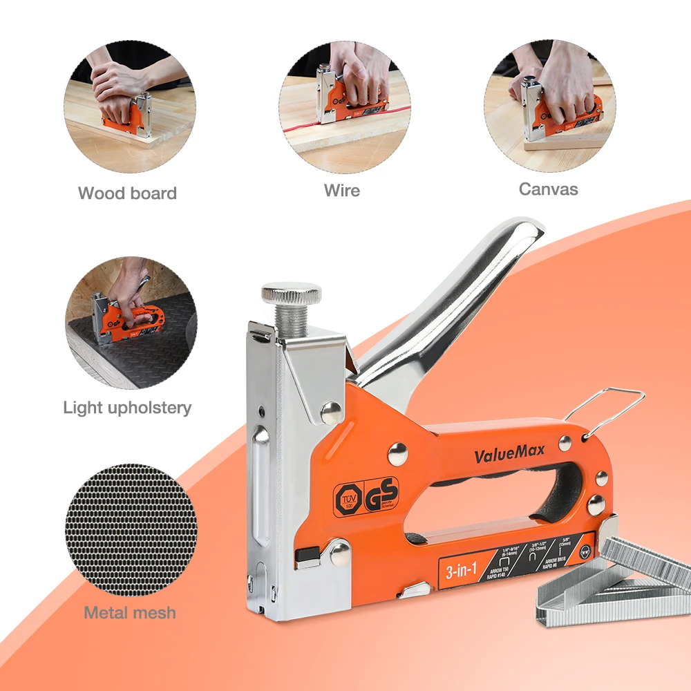 ValueMax 3 in 1 Stapler Nail Gun Staple Gun Nailer Furniture Tool Wood Frame Stapler Stainless Steel Hand Tool 3000pc Staples
ValueMax 3 in 1 Stapler Nail Gun Staple Gun Nailer Furniture Tool Wood Frame Stapler Stainless Steel Hand Tool 3000pc Staples