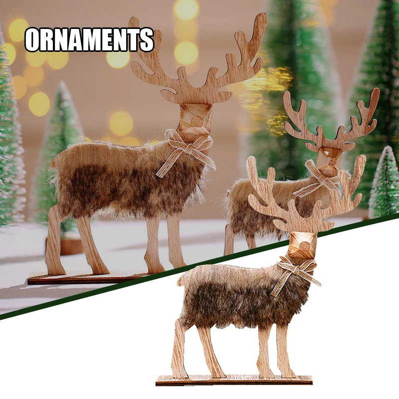 Creative Wooden Elk Stitching Ornament With Plush Christmas Home Desktop Decoration Xmas Ornaments Decoration Crafts Home 
Creative Wooden Elk Stitching Ornament With Plush Christmas Home Desktop Decoration Xmas Ornaments Decoration Crafts Home