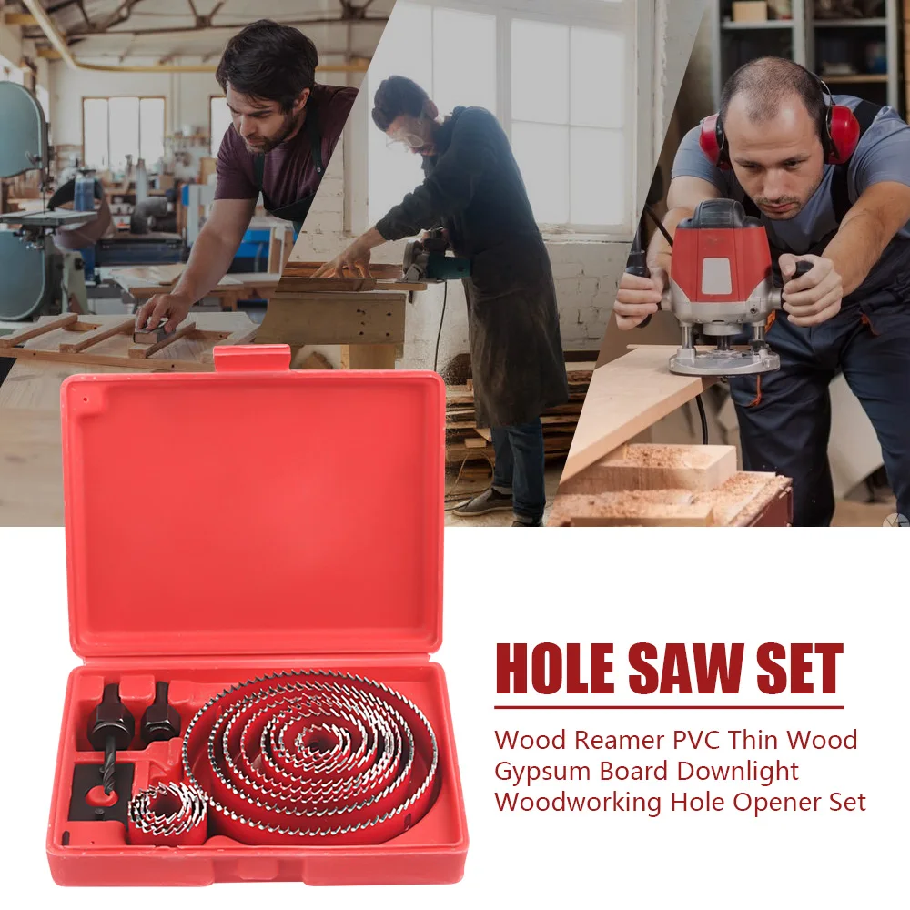 16pcs DIY Hole Saw Bit Saw Wood Boring Kit 19-127mm Wood Sheet Steel Circular Round Case Drill Bits Thin Metal Cutter Hole Saw 
16pcs DIY Hole Saw Bit Saw Wood Boring Kit 19-127mm Wood Sheet Steel Circular Round Case Drill Bits Thin Metal Cutter Hole Saw