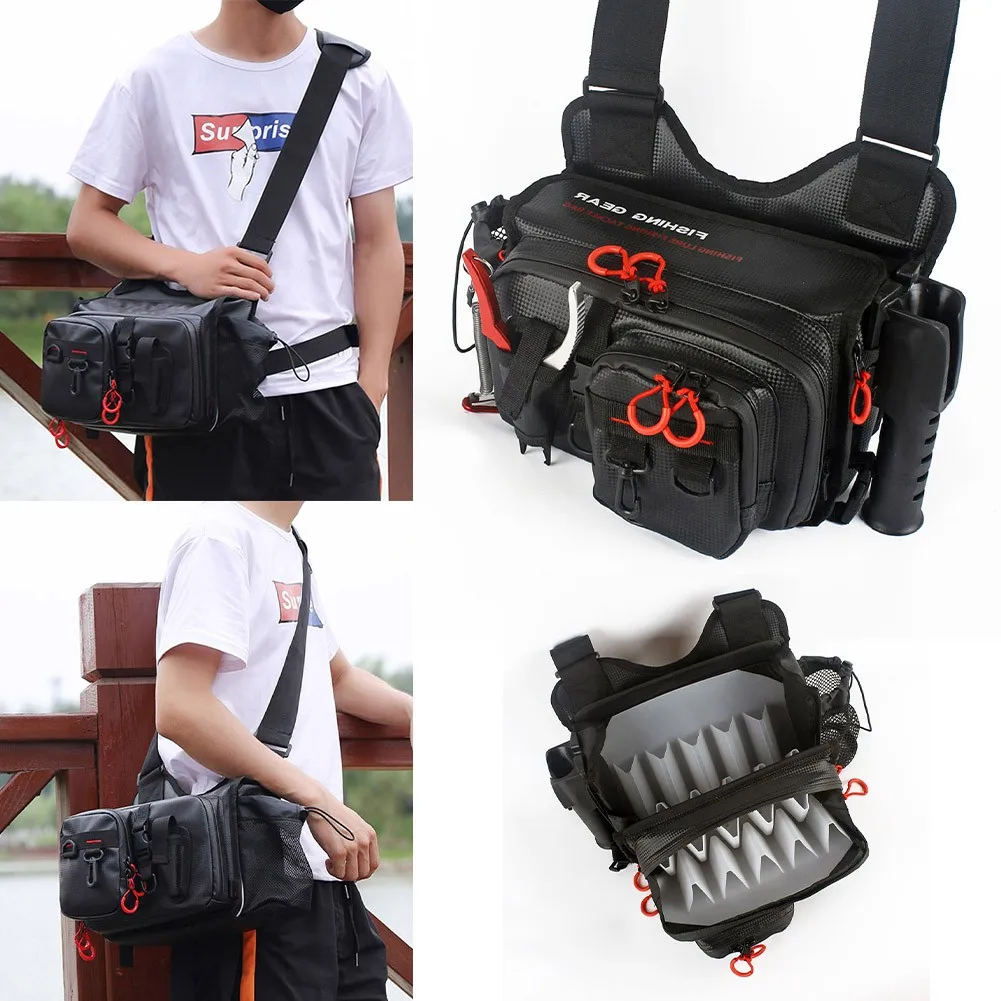 Black+Red EVA+Waterproof Multifunctional Fishing Tackle Bags Crossbody Bag With Rod Holder & Lure Slotted Fishing Tackle Bag
Black+Red EVA+Waterproof Multifunctional Fishing Tackle Bags Crossbody Bag With Rod Holder & Lure Slotted Fishing Tackle Bag