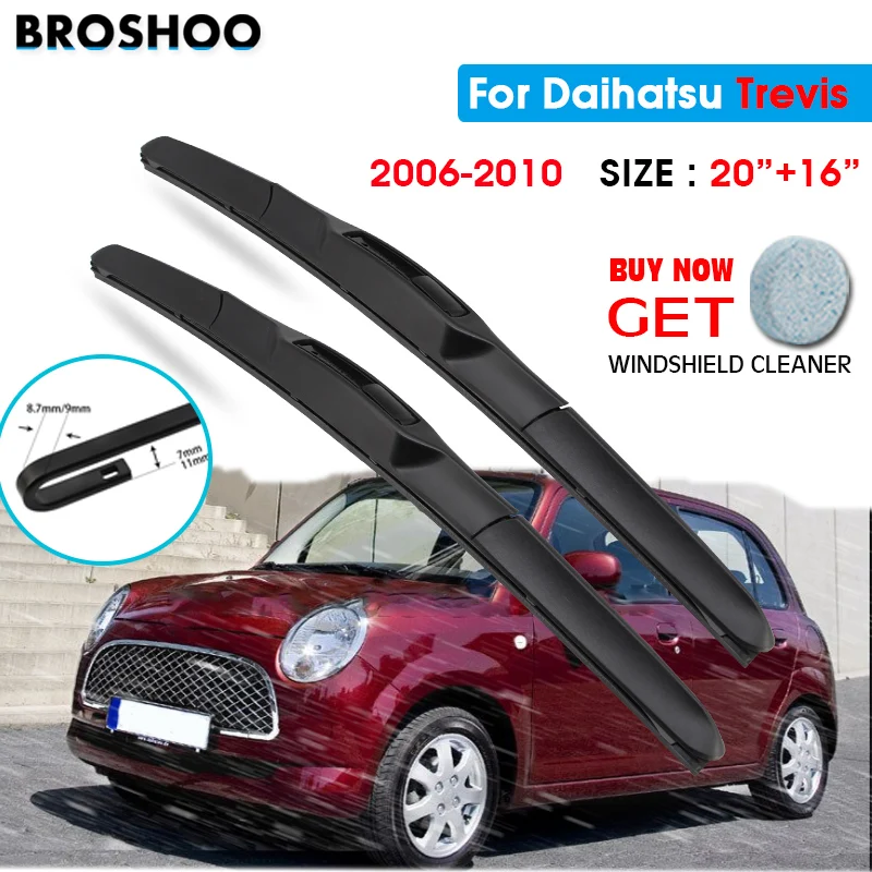 

Car Wiper Blade For Daihatsu Trevis 20"+16" 2006-2010 Auto Windscreen Windshield Wipers Blades Window Wash Fit U Hook Arms