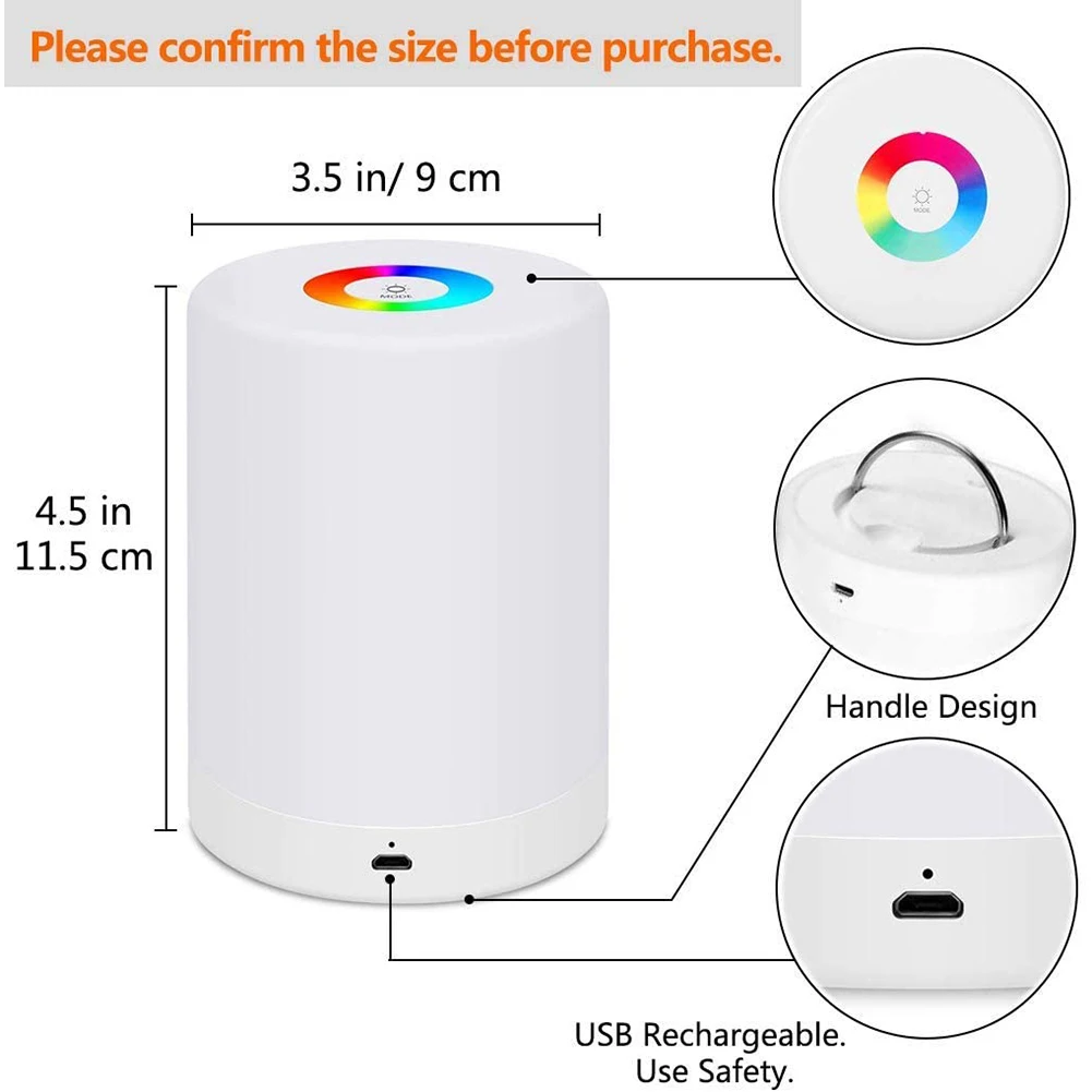 Creative RGB Color Charging Night Light Dimmable Touch Control USB Rechargeable Bedside Table Lamp
Creative RGB Color Charging Night Light Dimmable Touch Control USB Rechargeable Bedside Table Lamp