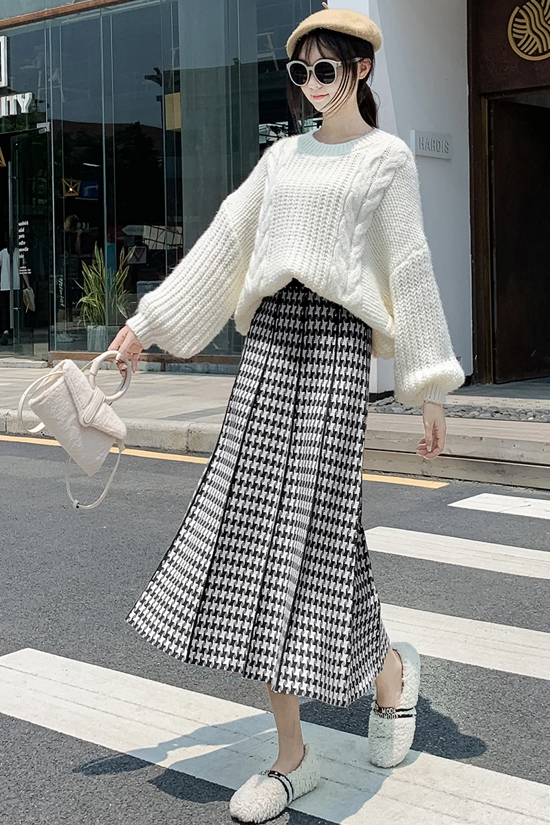 2021 Autumn Winter Korean Chic Thick Women Skirts Thick Knitted Ladies Warm Skirts Loose Plaid High Waist Brand Clothing KS702
2021 Autumn Winter Korean Chic Thick Women Skirts Thick Knitted Ladies Warm Skirts Loose Plaid High Waist Brand Clothing KS702