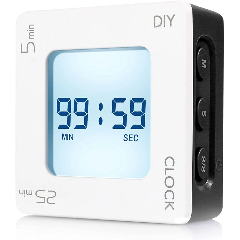 Home & Office Timer With Clock, 5 & 25 And DIY Minute Preset Flip/Rotating Shaking Countdown Timer, Alarm Clock
Home & Office Timer With Clock, 5 & 25 And DIY Minute Preset Flip/Rotating Shaking Countdown Timer, Alarm Clock