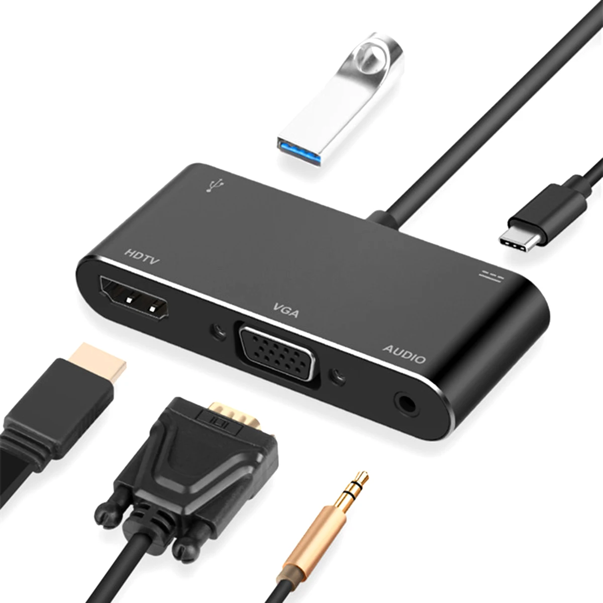 USB 3.0 Type-C к HDMI-совместимый/VGA/3,1 мм аудио/USB3.0/PD адаптер концентратора
USB 3.0 Type-C к HDMI-совместимый/VGA/3,1 мм аудио/USB3.0/PD адаптер концентратора