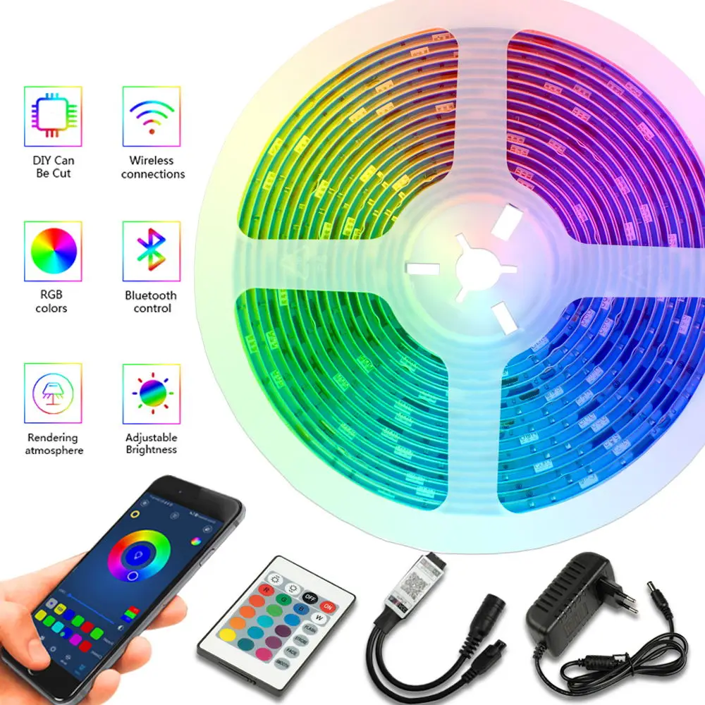 Bluetooth LED Strips Luces Led RGB 5050 SMD 2835 Waterproof Flexible Tape Diode 5M 10M 15M 20M DC 12V WIFI Changeable LED Lights
Bluetooth LED Strips Luces Led RGB 5050 SMD 2835 Waterproof Flexible Tape Diode 5M 10M 15M 20M DC 12V WIFI Changeable LED Lights