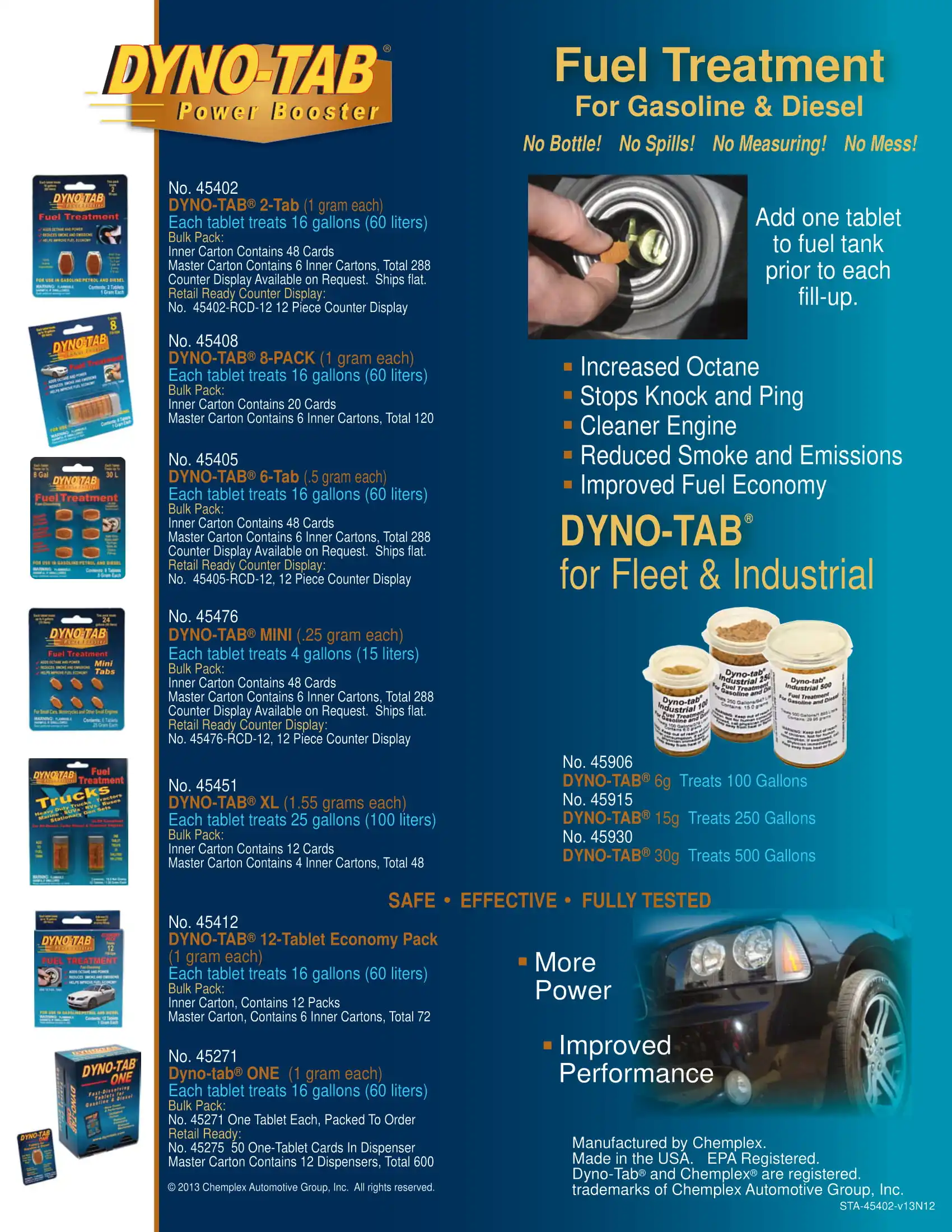 Dyno tab fuel treatment and octane booster for Gasoline & Diesel Carbon Cleaner dynotab Fuel Economy Save (2 Blister cards)
Dyno tab fuel treatment and octane booster for Gasoline & Diesel Carbon Cleaner dynotab Fuel Economy Save (2 Blister cards)