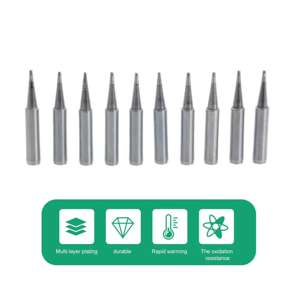 10pcs Soldering Iron Tip Set 900M-T-B Lead Free Mini Electric Soldering Iron Head Replacement Heated Welding Accessories
10pcs Soldering Iron Tip Set 900M-T-B Lead Free Mini Electric Soldering Iron Head Replacement Heated Welding Accessories