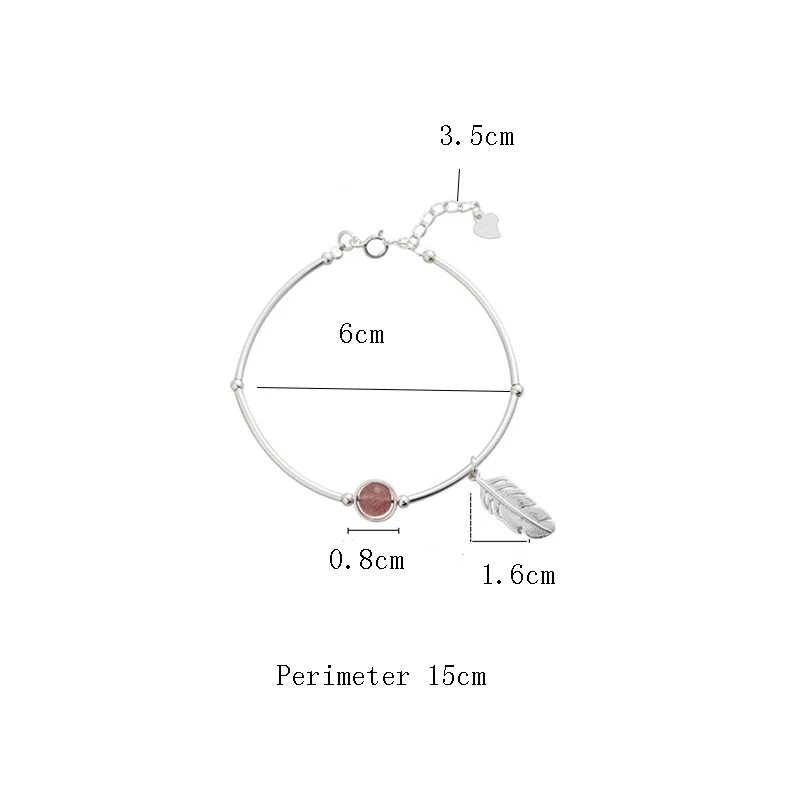 New Creative Pink Crystal Feather Bracelet Charm Silver Color Jewelry Temperament Leaf Natural Strawberry Bracelets
New Creative Pink Crystal Feather Bracelet Charm Silver Color Jewelry Temperament Leaf Natural Strawberry Bracelets