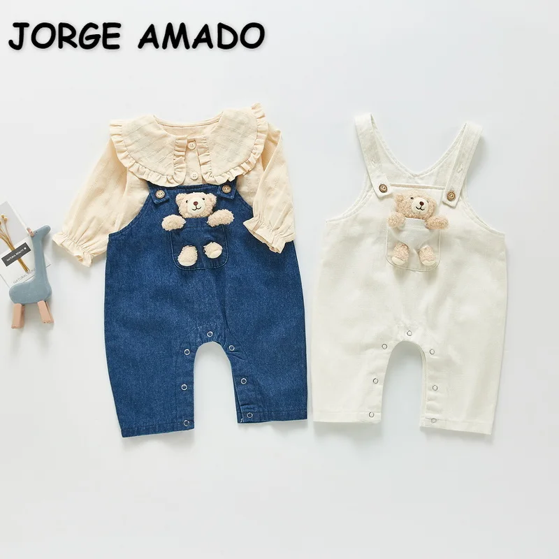 2021 New Autumn Baby Girls Boys Romper Sling Sleeveless Pullover Bear Doll Denim Jumpsuit Children Overalls Casual Outwear E3100
2021 New Autumn Baby Girls Boys Romper Sling Sleeveless Pullover Bear Doll Denim Jumpsuit Children Overalls Casual Outwear E3100