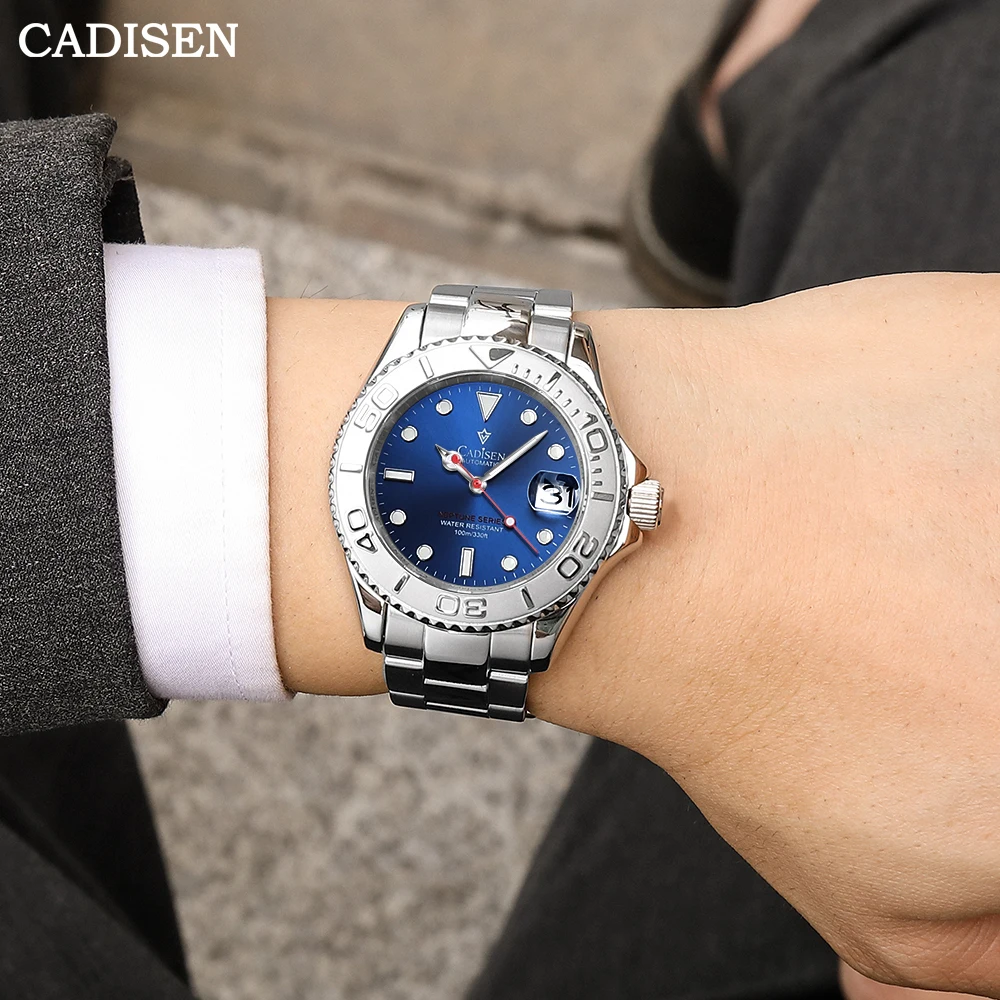 

CADISEN 2021 40mm Men Mechanical Watch Luxury Sapphire Automatic Watch 100m Waterproof NH35A Japan Movement Blue Watches for Men