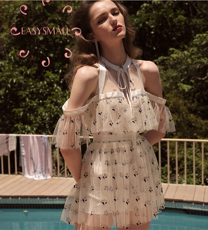 EASYSMALL For love lemon Women dress Fashion high-end Stand collar lace mesh bubble sleeve embroidery Waist round neck Rompers
EASYSMALL For love lemon Women dress Fashion high-end Stand collar lace mesh bubble sleeve embroidery Waist round neck Rompers