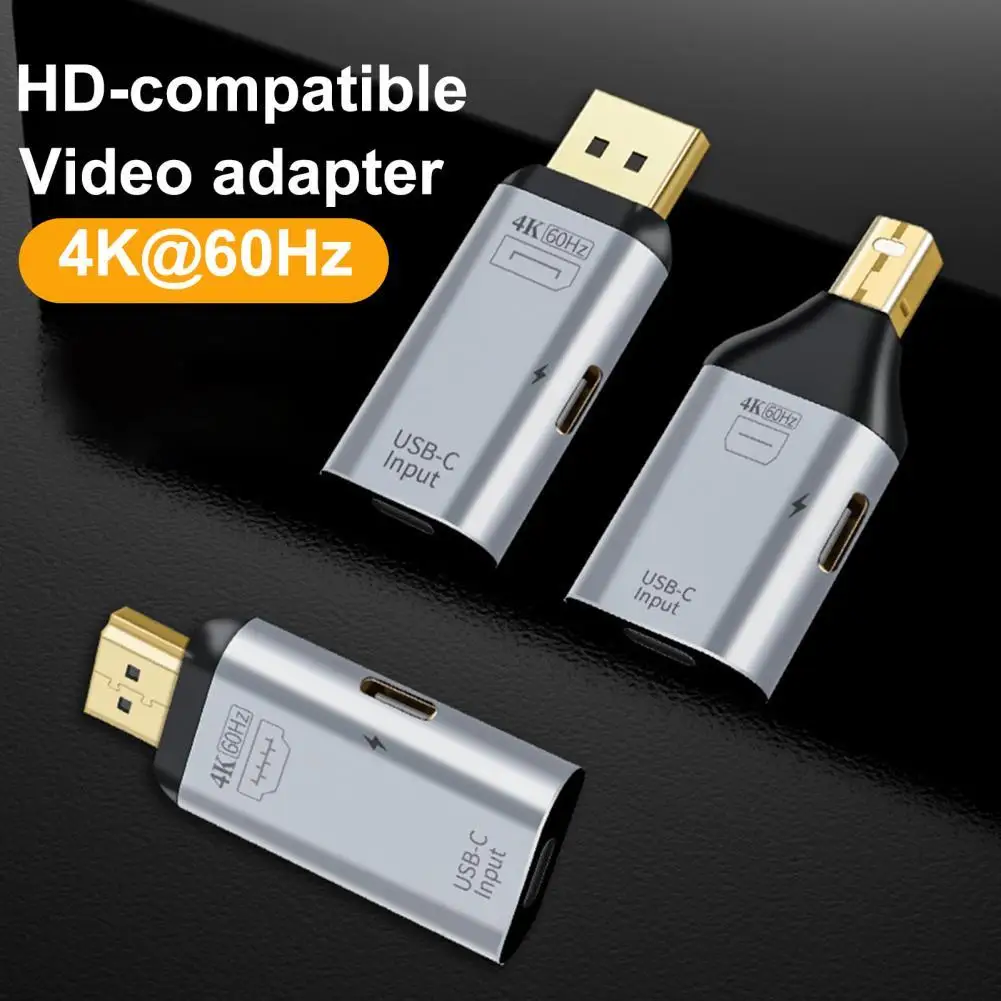 Адаптер видеоконвертера 4K 60 Гц Тип C гнездо HDMI-совместимый DP штекер видеоадаптер