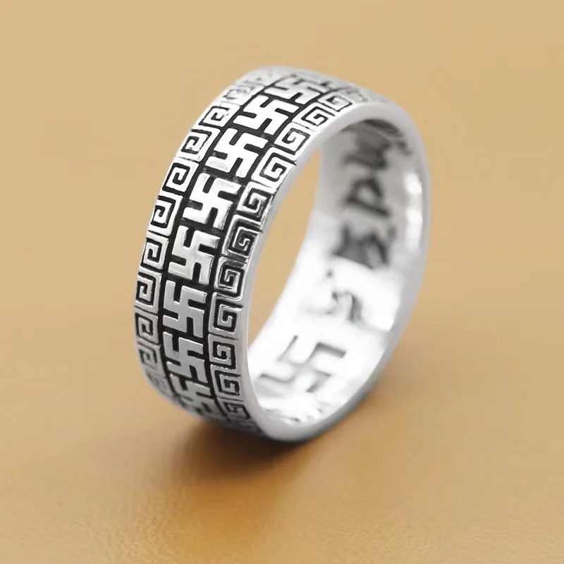 New Huiwen Wanzi Falun Ring Six-character Mantra Mantra Ring Buddhist Men and Women Index Finger Ring Jewelry Ring
New Huiwen Wanzi Falun Ring Six-character Mantra Mantra Ring Buddhist Men and Women Index Finger Ring Jewelry Ring