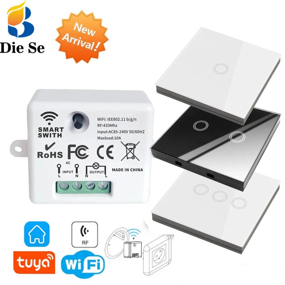 Mini WiFi Light Switch Timer Wall panel switch RF 220V Controller Tuya Smart Life APP Control Work With Alexa for Home Appliance 
Mini WiFi Light Switch Timer Wall panel switch RF 220V Controller Tuya Smart Life APP Control Work With Alexa for Home Appliance